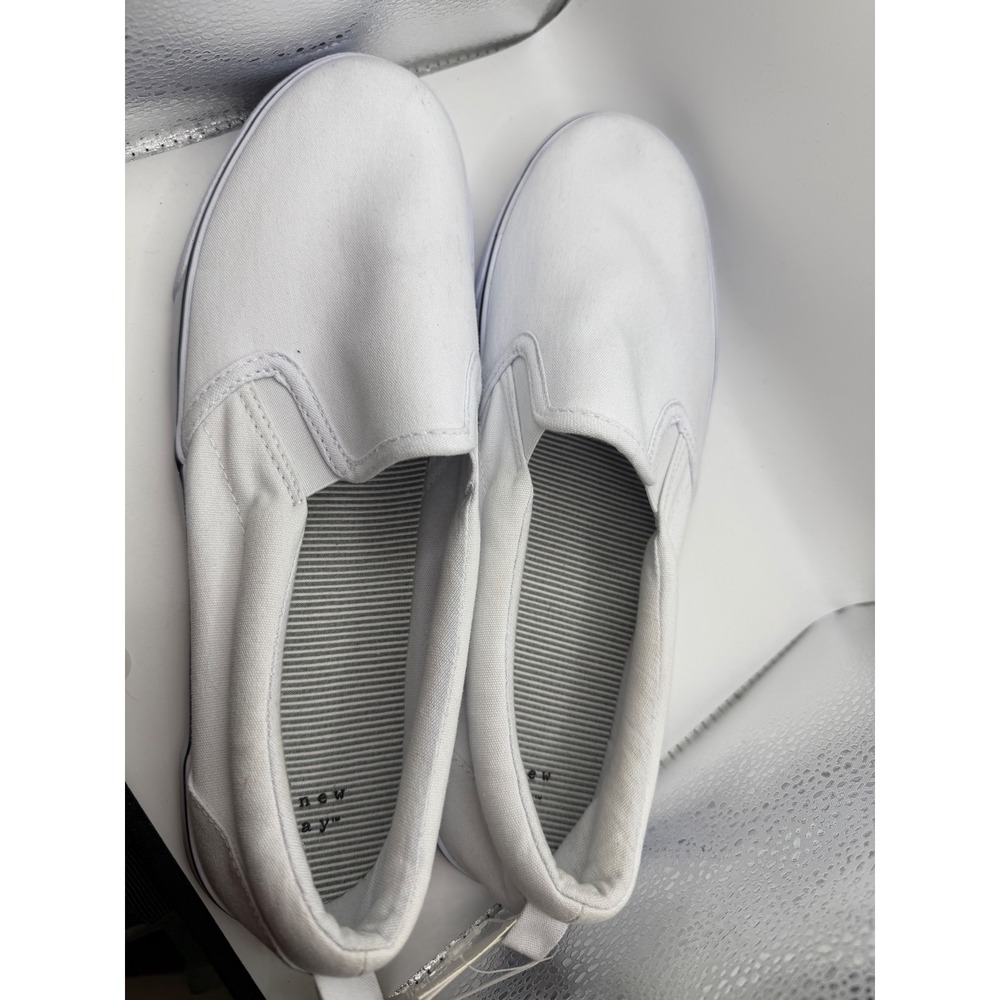 A New Day Millie White Canvas Slip On Sneakers Womens Size 11 Flat Shoes New
